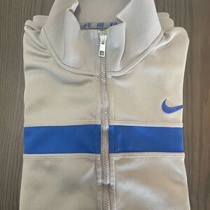 Nike Beige and Blue Zip-Up Jacket